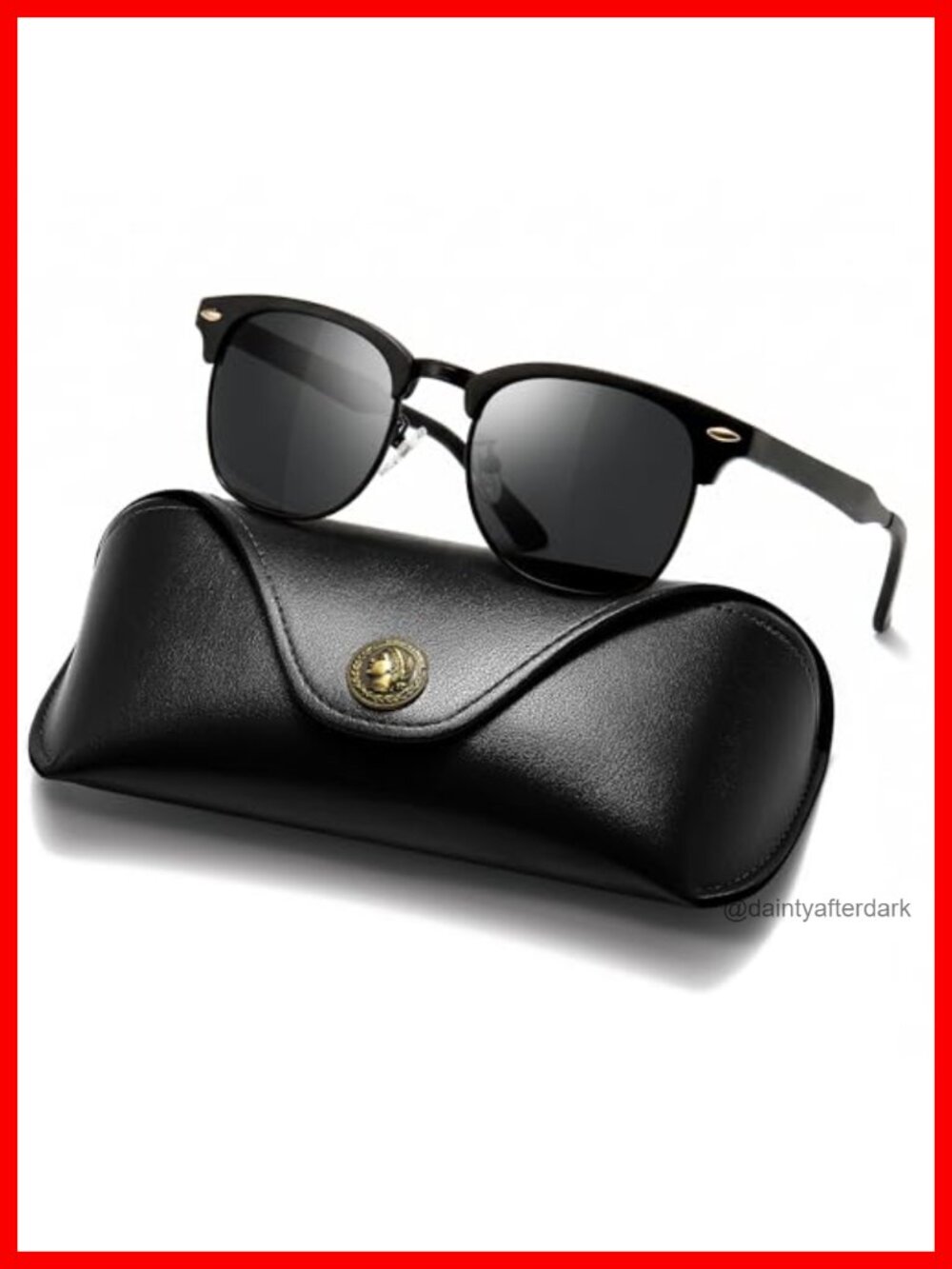 Polarized Half-Frame Retro Sunglasses Al-Mg Alloy Metal Frame